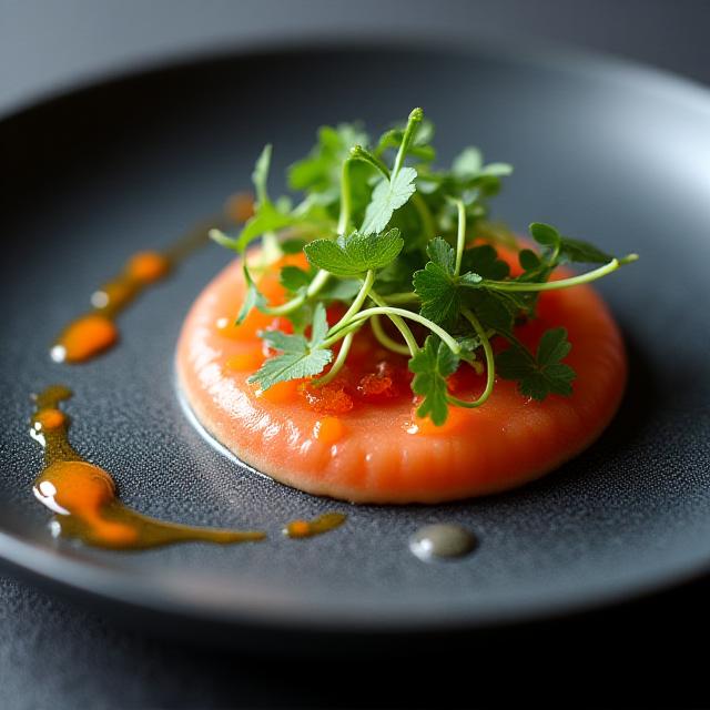 Plat gastronomique stylisé servi dans notre restaurant