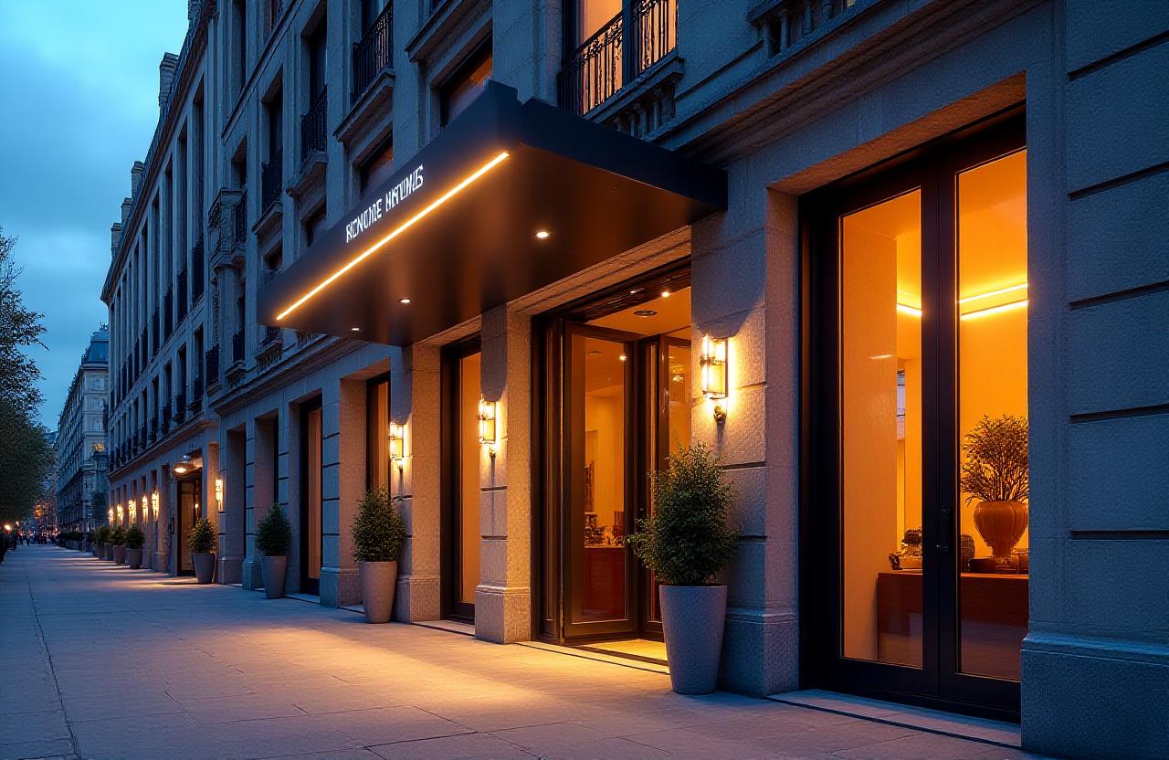 Entrée luxueuse de Axiom Hotel à Paris